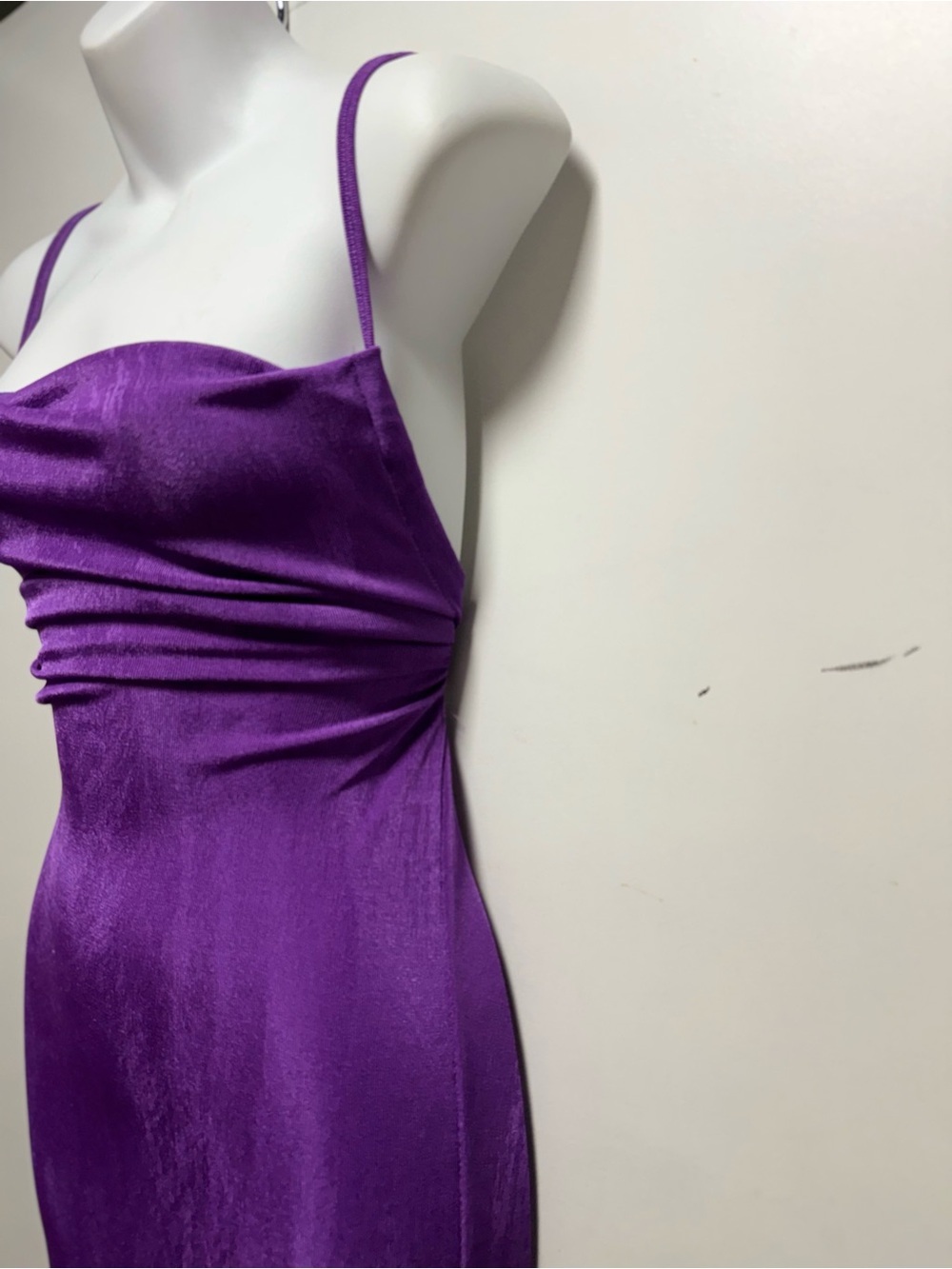 Purple Slip Maxi Dress with Spaghetti Straps - Picture 3 of 9